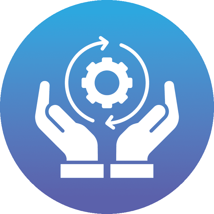 Hands holding up and supporting a turning gear