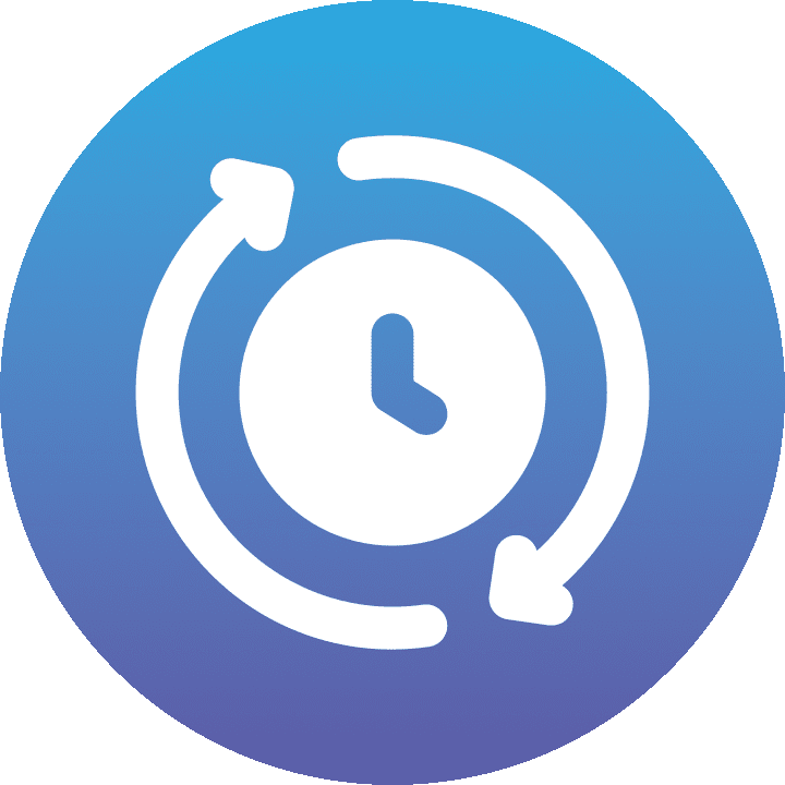 Clock with arrows around it, indicating duration